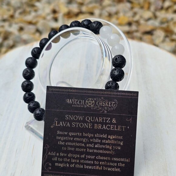 Snow Quartz & White Jade Lava Bracelets ✦ Grounding Crystal Duo ✦ Handmade NWT - Picture 4 of 8